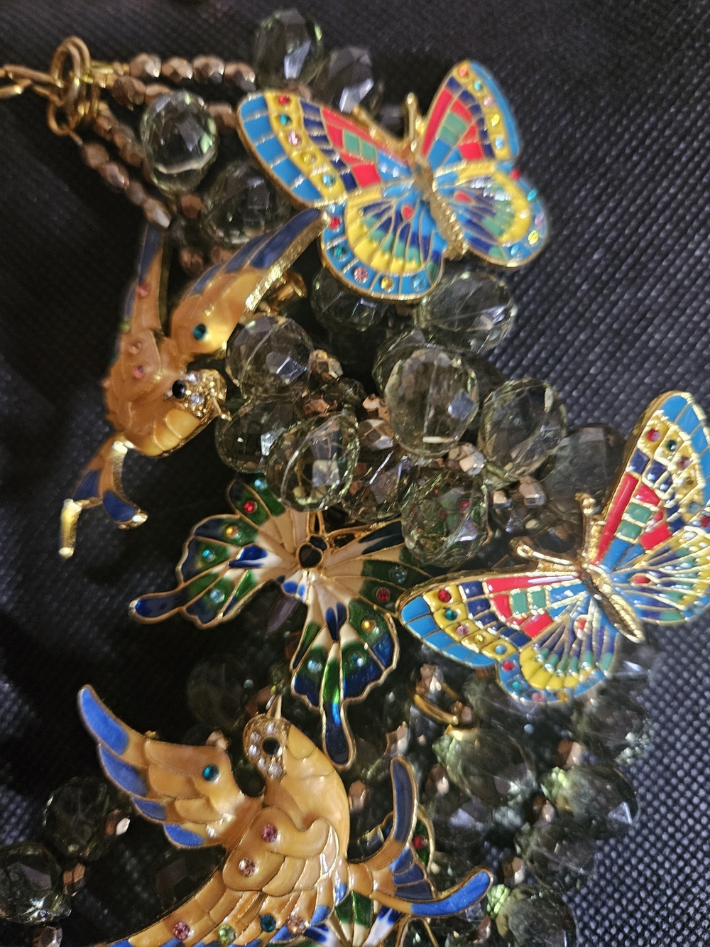 Sassy Jones - Love Bird Colorful Butterfly & Bird Statement Necklace - Picture 2 of 5